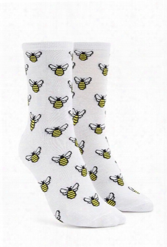 Bee Print Crew Socks