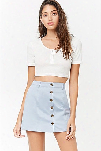 Button-front Mini Skirt