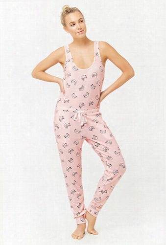 Cat Graphic Pajama Jumpsuit