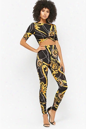 Chain Print Crop Top & Leggings Set