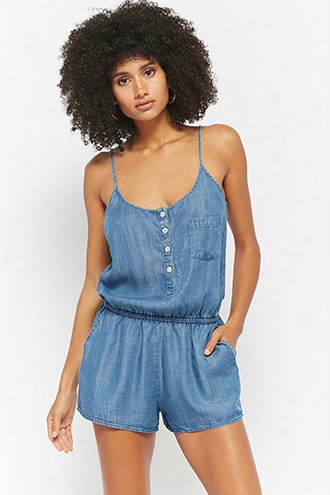 Chambray Button-front Romper
