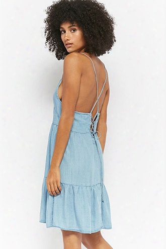 Chambray Lace-up Dress