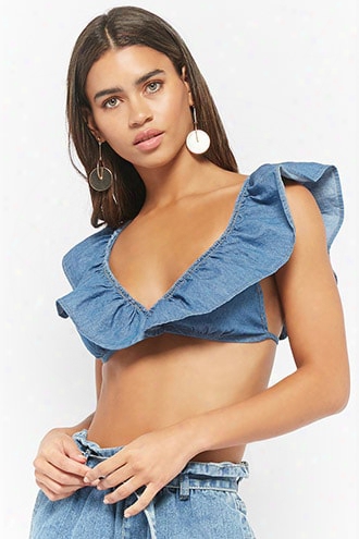 Chambray Tie-front Crop Top