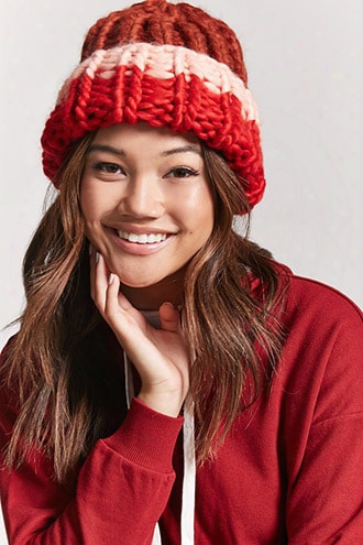 Chunky Ribbed Knit Colorblock Beanie