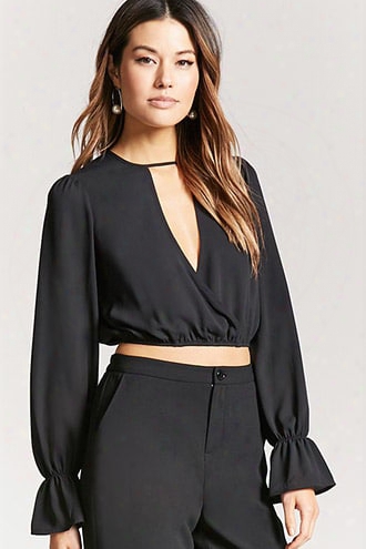 Cutout Surplice Crop Top