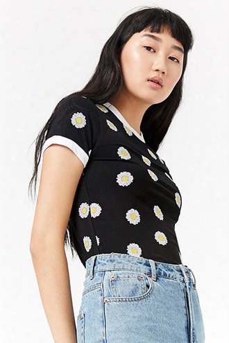 Daisy Print Ringer Tee