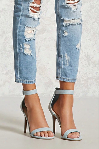 Denim Ankle-strap Stilettos