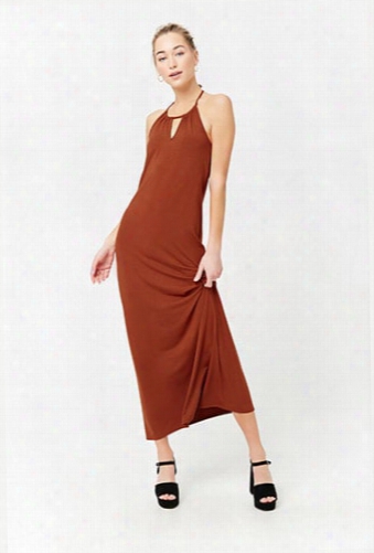 Drawstring Halter Neck Maxi Dress