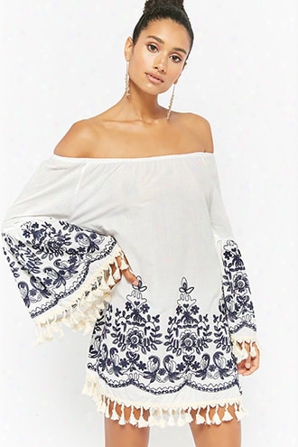 Embroidered Off-the-shoulder Tunic