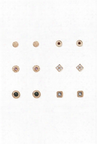 Etched Faux Stone Stud Set