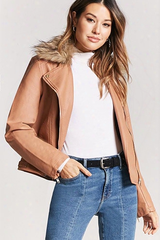 Faux Fur-collar Moto Jacket