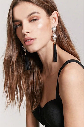 Faux Gem Tassel Earrings