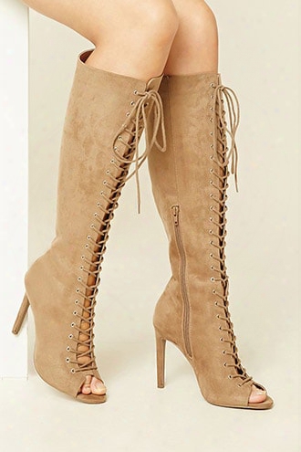 Faux Suede Knre-high Stilettos