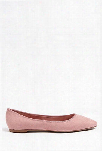 Faux Suede Pointed Ballet Flats