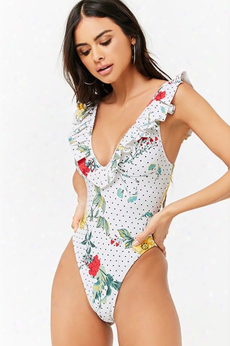 Floral & Polka Dot One-piece Swimsuit