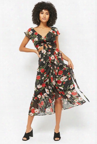 Floral Crop Top & Wrap Skirt Set