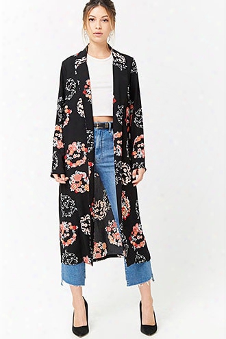 Floral Open-front Duster Jacket