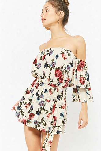 Floral Smocked Off-the-shoulder Romper