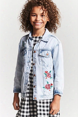 Girls Distressed Acid Wash Denim Jacket (kids)