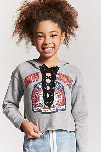 Girls Lace-up Graphic Hoodie (kids)