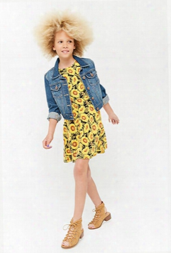 Girls Sunflower Print Skater Dress (kids)