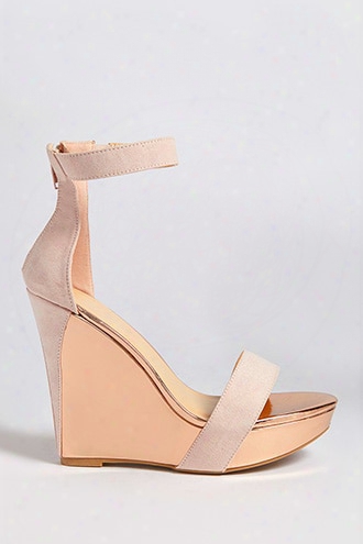 Metallic Faux Suede Wedge Sandals