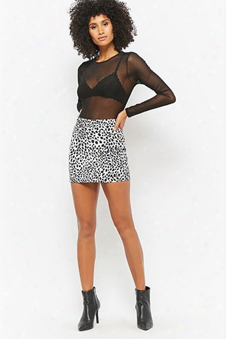 Motel Cheetah Print Denim Mini Skirt