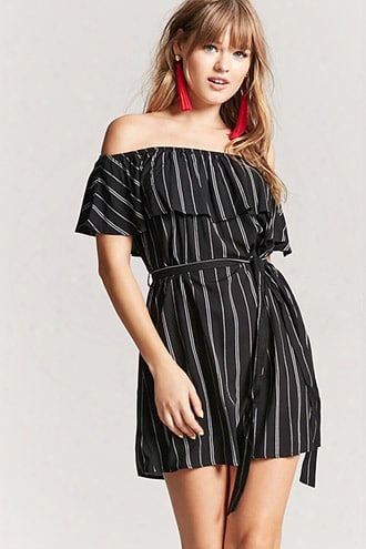 Off-the-shoulder Stripe Dress