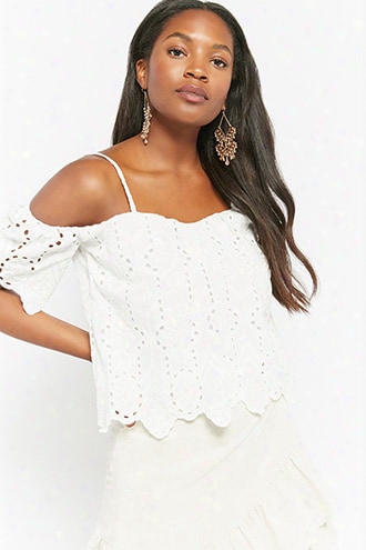 Open-shoulder Eyelet Top