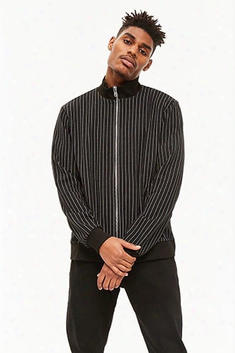 Pinstriped Funnel Neck Jacket