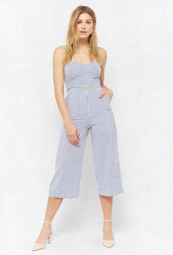 Pinstriped Strapless Jumpsuit