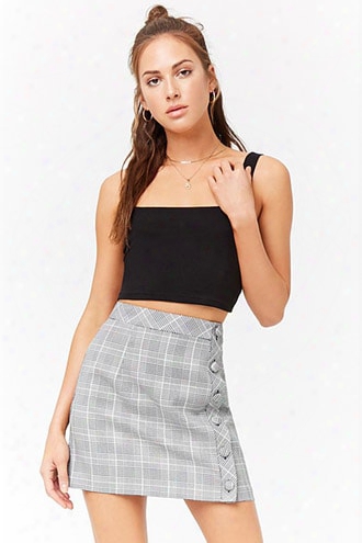 Plaid Button-front Skirt