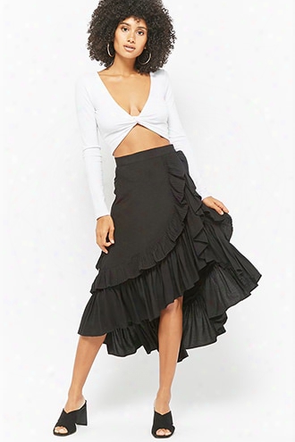 Pleated Ruffle Trim Skirt