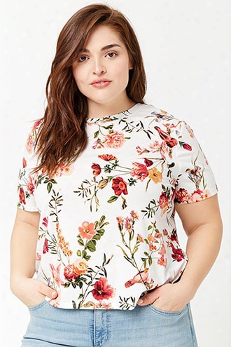 Plus Size Bird & Flower Print Tee