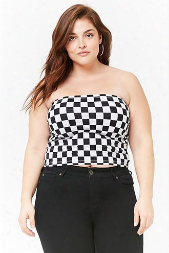 Plus Size Checkered Tube Top