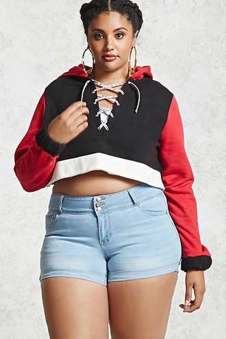 Plus Size Cuffed Denim Shorts