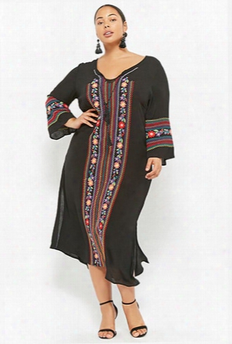 Plus Size Floral Embroidered Dress