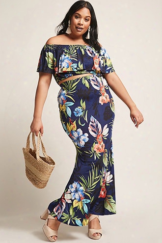 Plus Size Floral Maxi Skirt