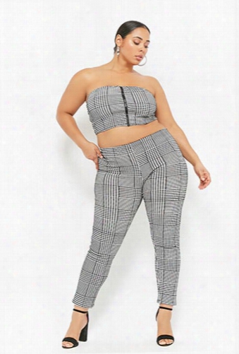 Plus Size Houndstooth High-rise Pants