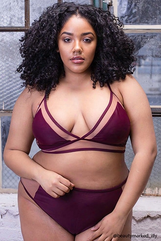 Plus Size Mesh-trim Triangle Bikini Top