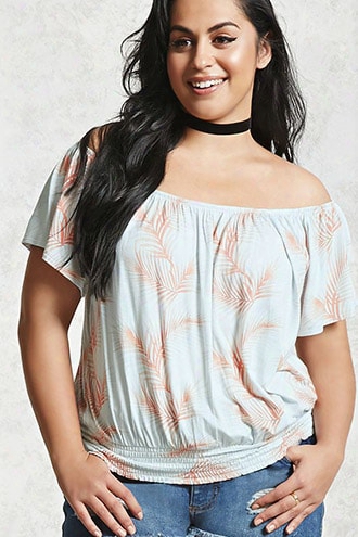 Plus Size Palm Print Top