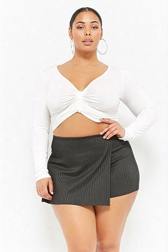 Plus Size Pinstriped Skort