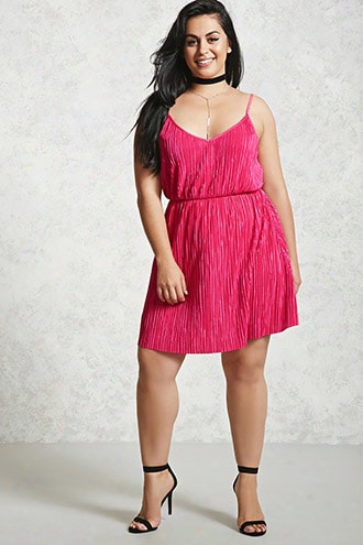 Plus Size Pleated Cami Dress