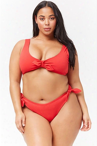 Plus Size Ribbed Side-tie Bikini Bottoms