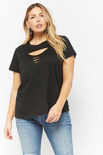 Plus Size Slashed Front Tee