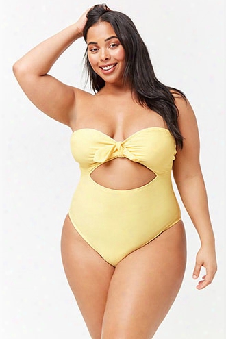 Plus Size Strapless Cutout One-piece Swimsuit