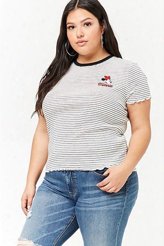 Plus Size Striped Minnie Mouse Tee