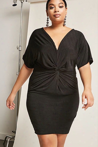 Plus Size Twist-front Mini Dress