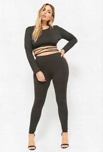 Plus Size Wraparound Crop Top & Pants Set