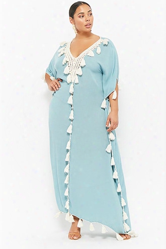 Plus Size Z&l Europe Tasseled-trim Kaftan Dress